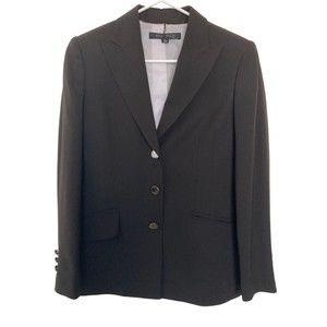 Ann Klein Suit Blazer Womens Size 6P Brown Three Buttons Long Sleeve